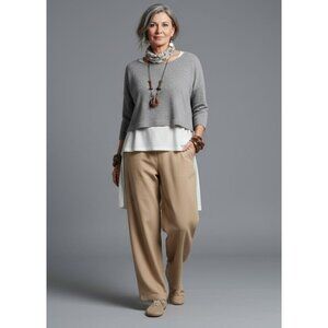 NWOT UbU I'll Be Me Lagenlook Artsey Layers Casual Trouser Pants Tan M/30